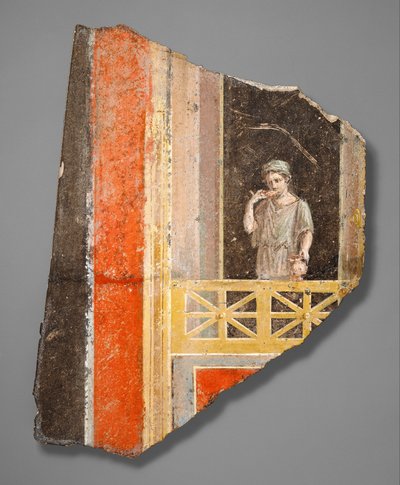 Fragment de mur avec une femme sur un balcon - Unbekannt Unbekannt